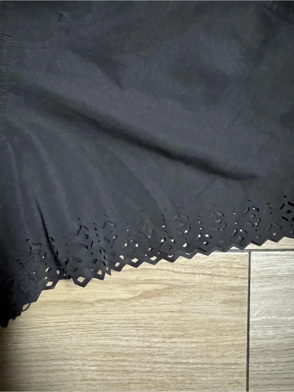 Point Zero Black Scalloped Laser-Cut Hem Shorts